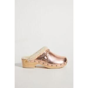 Anthropologie 'Cozy' Gold Leather Braided Clogs Size 9